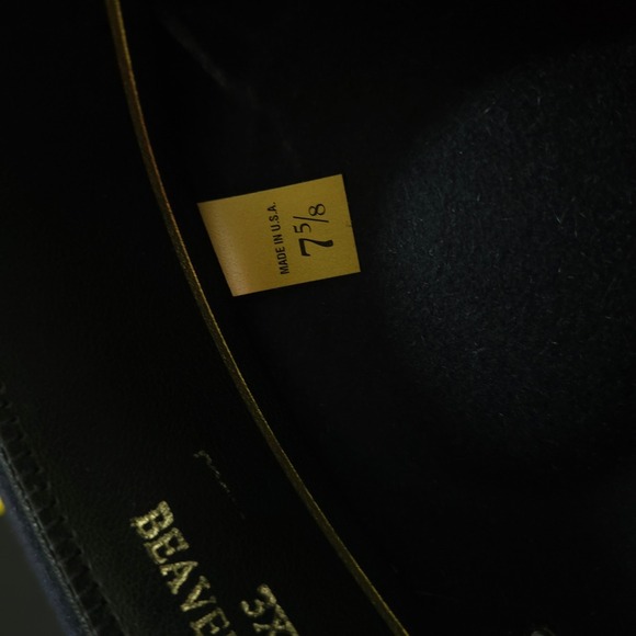 Beaver Quality XXXX Straw Oval Officer Troper Hat Men Black Brimmed Fedora 7 5/8 - Picture 9 of 9